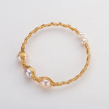14K Filled Pearl Twisted Bracelet 10-10.5mm Cultured Freshwater Bangle