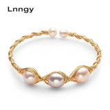 14K Filled Pearl Twisted Bracelet 10-10.5mm Cultured Freshwater Bangle