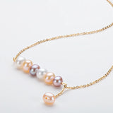 14K Filled Yellow Chain Necklace with Freshwater Pearl Balance Beam Collar
