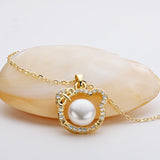 14K Cat Head Pendant Freshwater Pearl Necklace for Women