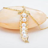 14K Filled Yellow Long Bean Pearl Necklace For Women 5-5.5mm Freshwater Pearl