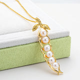 14K Filled Yellow Long Bean Pearl Necklace For Women 5-5.5mm Freshwater Pearl