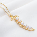 14K Filled Yellow Long Bean Pearl Necklace For Women 5-5.5mm Freshwater Pearl