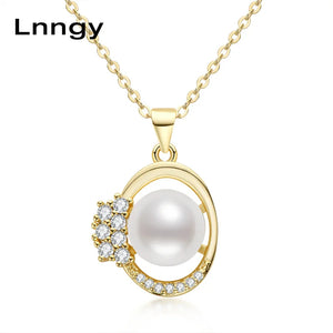 14K Filled Yellow Pendant Necklace w/ Pearl - Women's Flower Design