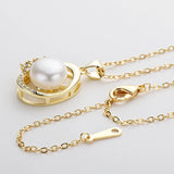 14K Filled Yellow Pendant Necklace w/ Pearl - Women's Flower Design