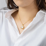 14K Filled Yellow Pendant Necklace w/ Pearl - Women's Flower Design
