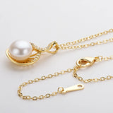14K Filled Yellow Twist Pearl Pendant Necklace For Women