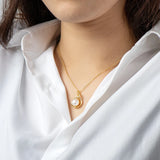 14K Filled Yellow Twist Pearl Pendant Necklace For Women