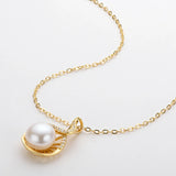14K Filled Yellow Twist Pearl Pendant Necklace For Women