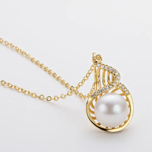 14K Filled Yellow Twist Pearl Pendant Necklace For Women