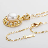14K Filled Round Pearl Pendant Necklace Vintage Style Jewelry