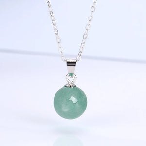 Green Aventurine Pendant Necklace Sterling Silver Natural Gemstone Bead
