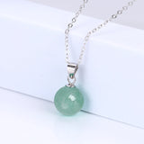 Green Aventurine Pendant Necklace Sterling Silver Natural Gemstone Bead