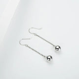 8mm Silver Beads Dangle Drop Earrings Sterling Silver High Finish Hooks