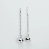 8mm Silver Beads Dangle Drop Earrings Sterling Silver High Finish Hooks