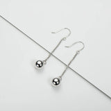 8mm Silver Beads Dangle Drop Earrings Sterling Silver High Finish Hooks