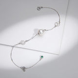 Sterling Silver Twisted Bangle Pearl Clover Bracelet
