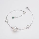 Sterling Silver Twisted Bangle Pearl Clover Bracelet