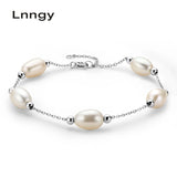 925 Silver Bracelet Freshwater Pearl Charm Women's Engagement Jewelry