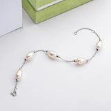 925 Silver Bracelet Freshwater Pearl Charm Women's Engagement Jewelry