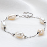 925 Silver Bracelet Freshwater Pearl Charm Women's Engagement Jewelry