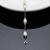 925 Silver Bracelet Freshwater Pearl Charm Women's Engagement Jewelry