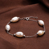 925 Silver Bracelet Freshwater Pearl Charm Women's Engagement Jewelry