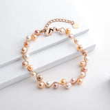 925 Silver Charm Twisted Bracelet Bangle 8in 4-6mm Freshwater Pearl Bracelet