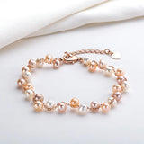 925 Silver Charm Twisted Bracelet Bangle 8in 4-6mm Freshwater Pearl Bracelet