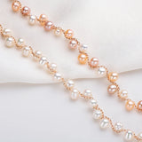 925 Silver Charm Twisted Bracelet Bangle 8in 4-6mm Freshwater Pearl Bracelet