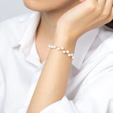 925 Silver Charm Twisted Bracelet Bangle 8in 4-6mm Freshwater Pearl Bracelet