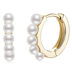 925 Silver Pearl Hoop Earrings Freshwater Pearls Birthday Jewelry