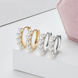 925 Silver Pearl Hoop Earrings Freshwater Pearls Birthday Jewelry