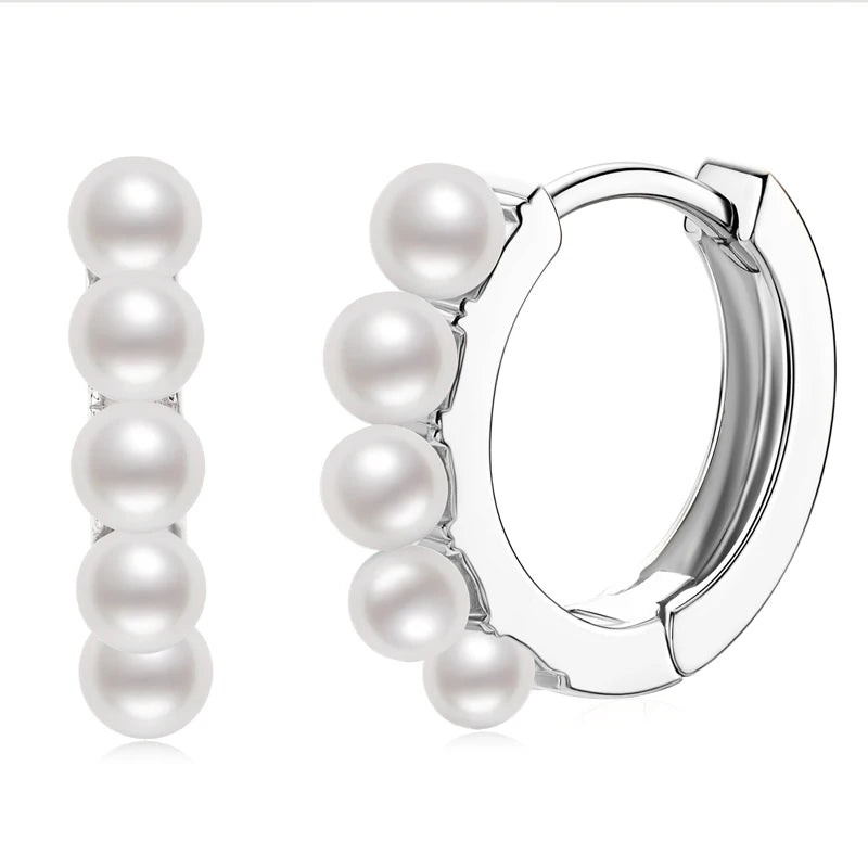 925 Silver Pearl Hoop Earrings Freshwater Pearls Birthday Jewelry