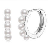 925 Silver Pearl Hoop Earrings Freshwater Pearls Birthday Jewelry