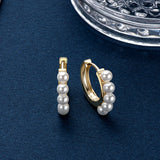 925 Silver Pearl Hoop Earrings Freshwater Pearls Birthday Jewelry