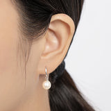 925 Silver Stud Earrings 7.5-8mm Freshwater Pearl Drop Earrings Women Party