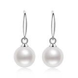 925 Silver Stud Earrings 7.5-8mm Freshwater Pearl Drop Earrings Women Party