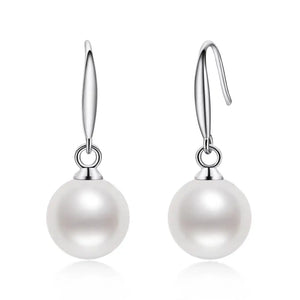 925 Silver Stud Earrings 7.5-8mm Freshwater Pearl Drop Earrings Women Party