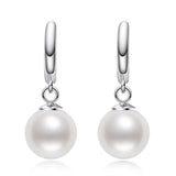 925 Silver Stud Earrings 9mm Natural Pearl Drop Earrings Women Jewelry