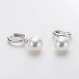 925 Silver Stud Earrings 9mm Natural Pearl Drop Earrings Women Jewelry