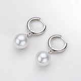 925 Silver Stud Earrings 9mm Natural Pearl Drop Earrings Women Jewelry