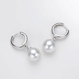 925 Silver Stud Earrings 9mm Natural Pearl Drop Earrings Women Jewelry