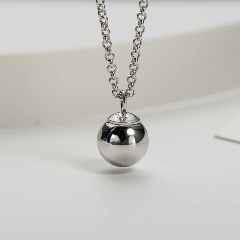 Sterling Silver Pendant Necklace 8mm Bead High Finish Jewelry 18Inch