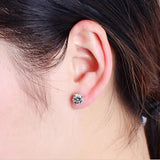 Classic Round Cut 925 Sterling Silver Stud Earrings for Lady