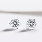 Classic Round Cut 925 Sterling Silver Stud Earrings for Lady