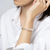 14K Filled Pearl Charm Bracelet Bangle for Women