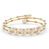 14K Filled Pearl Charm Bracelet Bangle for Women