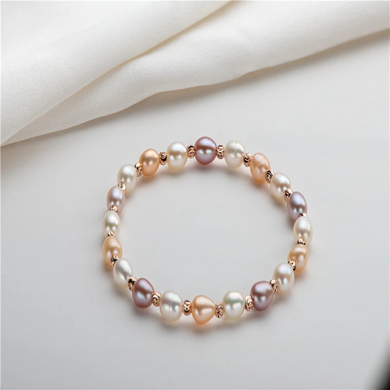 14k Filled Charm Bracelet Women Pearl Twisted 925 Silver Bracelet