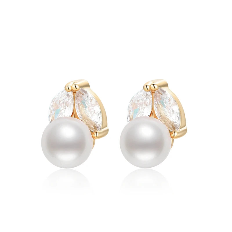 14K Filled Stud Earrings Natural Freshwater Pearl Insect Stud Earrings Women